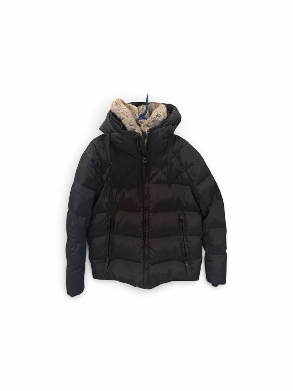 Marc New York Men's Hooded Puffer Jacket with Faux-Fur Trim - Black